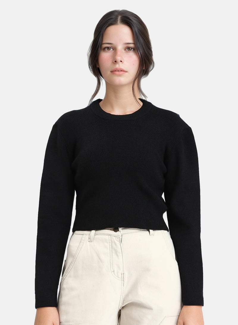 Ravin Women Cropped Long Sleeve Knit Pullover - Image 1